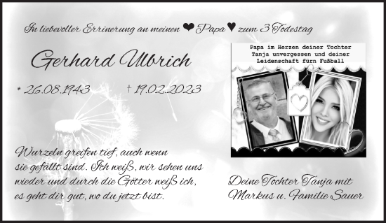 Anzeige von Gerhard Ulbrich von MGO