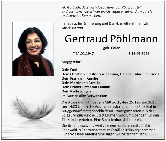 Anzeige von Gertraud Pöhlmann von MGO