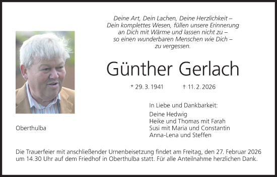 Anzeige von Günther Gerlach von MGO