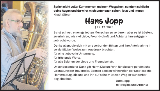 Anzeige von Hans Jopp von MGO
