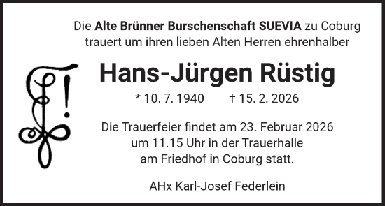 Anzeige von Hans-Jürgen Rüstig von MGO