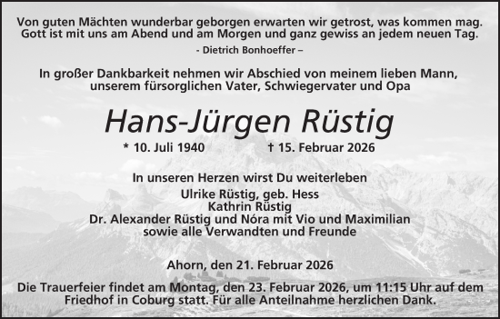 Anzeige von Hans-Jürgen Rüstig von MGO
