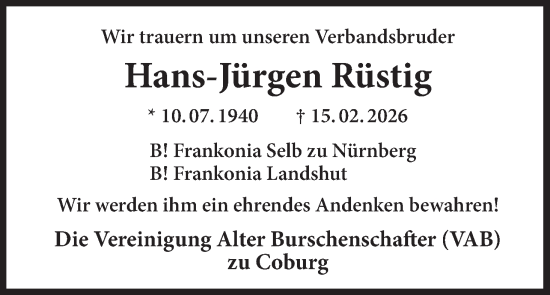 Anzeige von Hans-Jürgen Rüstig von MGO