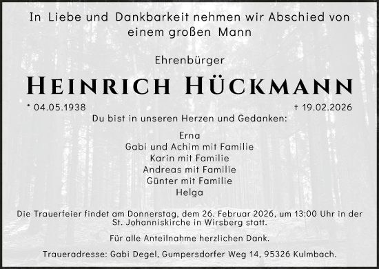 Anzeige von Heinrich Hückmann von MGO