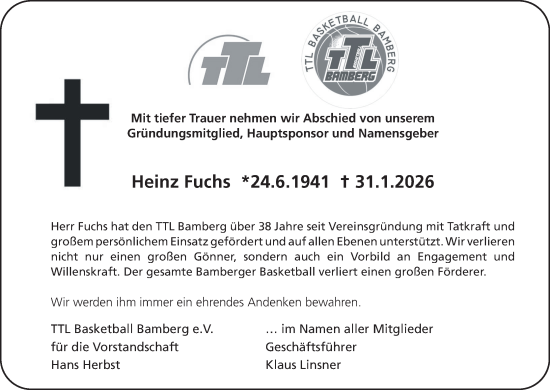 Anzeige von Heinz Fuchs von MGO