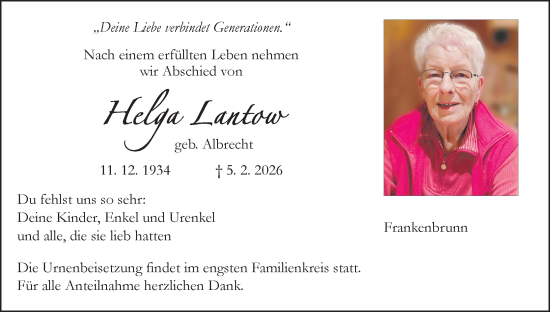 Anzeige von Helga Lantow von MGO