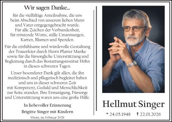 Anzeige von Hellmut Singer von MGO