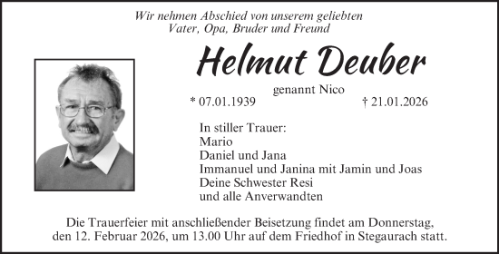 Anzeige von Helmut Deuber von MGO