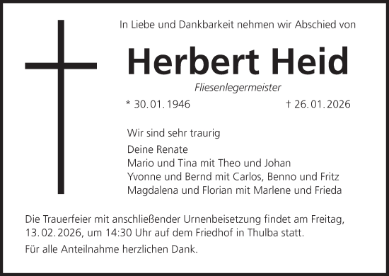 Anzeige von Herbert Heid von MGO