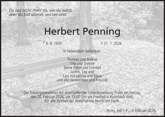 Anzeige von Herbert Penning von MGO
