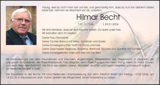 Anzeige von Hilmar Becht von MGO