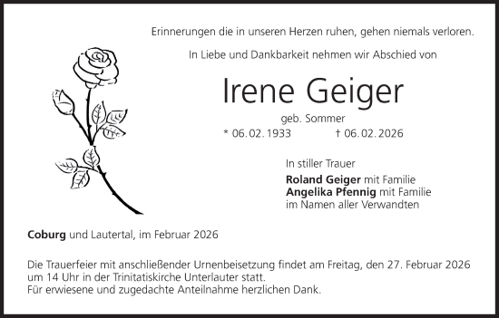 Anzeige von Irene Geiger von MGO