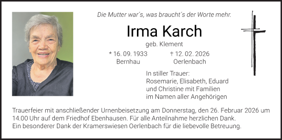 Anzeige von Irma Karch von MGO