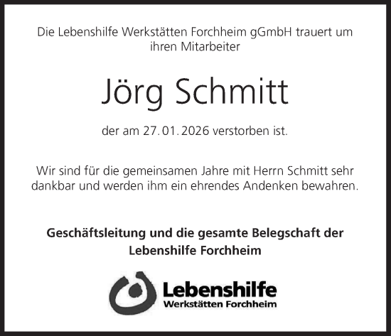 Anzeige von Jörg Schmitt von MGO