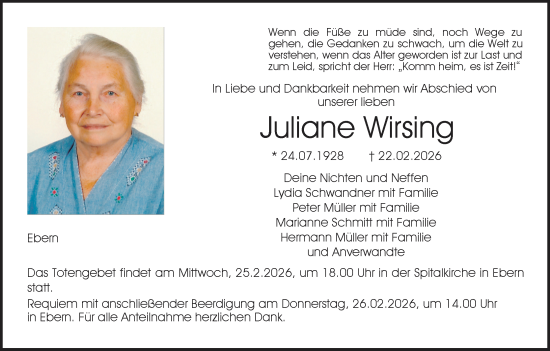 Anzeige von Juliane Wirsing von MGO