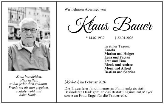 Anzeige von Klaus Bauer von MGO