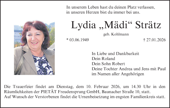 Anzeige von Lydia Strätz von MGO