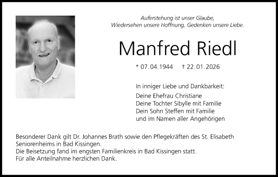 Anzeige von Manfred Riedl von MGO