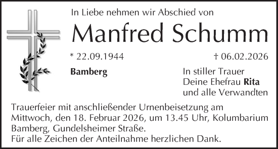 Anzeige von Manfred Schumm von MGO