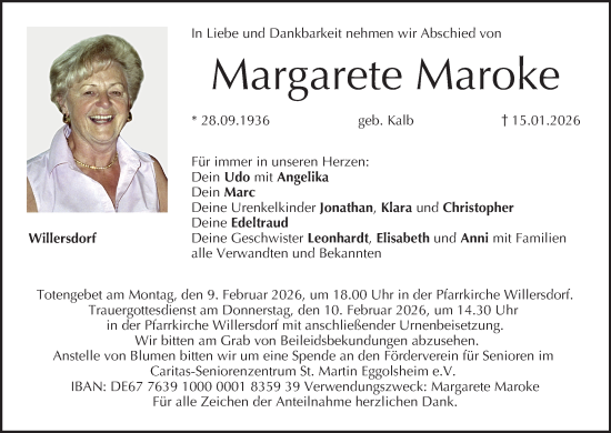 Anzeige von Margarete Maroke von MGO