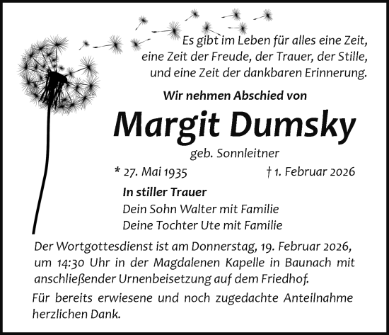 Anzeige von Margit Dumsky von MGO
