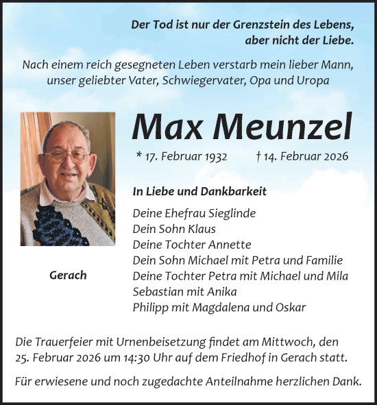 Anzeige von Max Meunzel von MGO