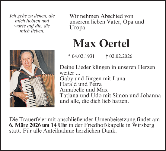 Anzeige von Max Oertel von MGO