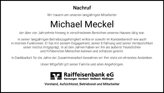Anzeige von Michael Meckel von MGO