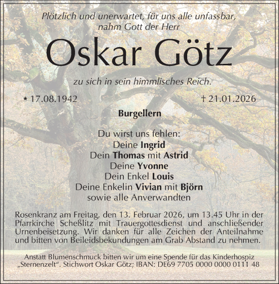 Anzeige von Oskar Götz von MGO