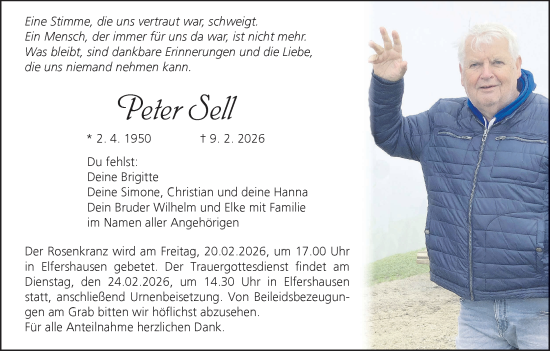 Anzeige von Peter Sell von MGO