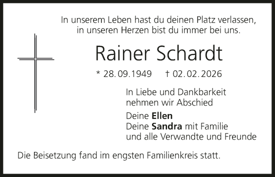 Anzeige von Rainer Schardt von MGO