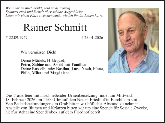 Anzeige von Rainer Schmitt von MGO
