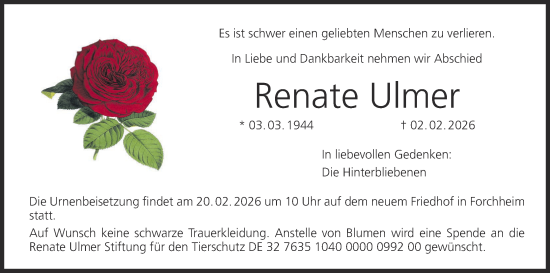 Anzeige von Renate Ulmer von MGO