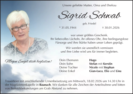 Anzeige von Sigrid Schwab von MGO