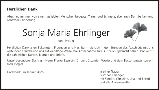 Anzeige von Sonja Maria Ehrlinger von MGO