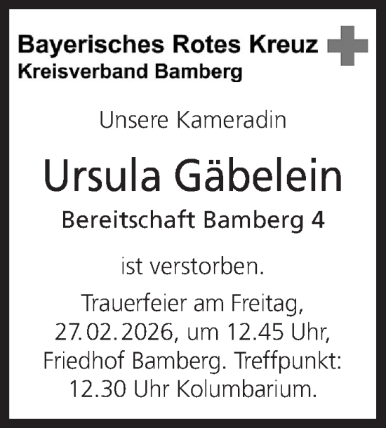 Anzeige von Ursula Gäbelein von MGO