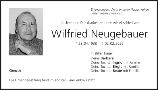 Anzeige von Wilfried Neugebauer von MGO