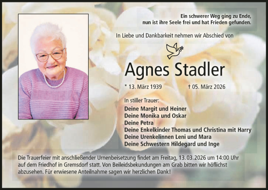 Anzeige von Agnes Stadler von MGO