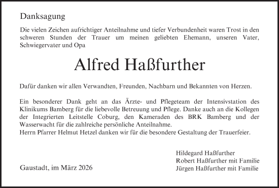 Anzeige von Alfred Haßfurther von MGO