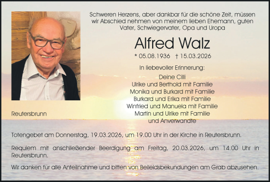 Anzeige von Alfred Walz von MGO