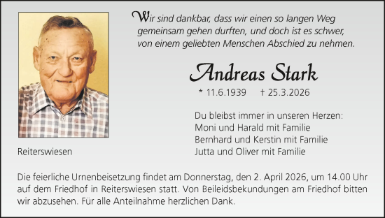 Anzeige von Andreas Stark von MGO