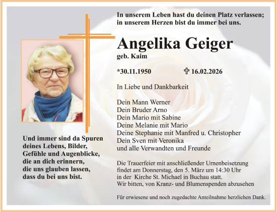 Anzeige von Angelika Geiger von MGO