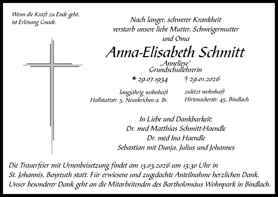 Anzeige von Anna-Elisabeth Schmitt von MGO