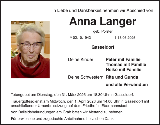 Anzeige von Anna Langer von MGO