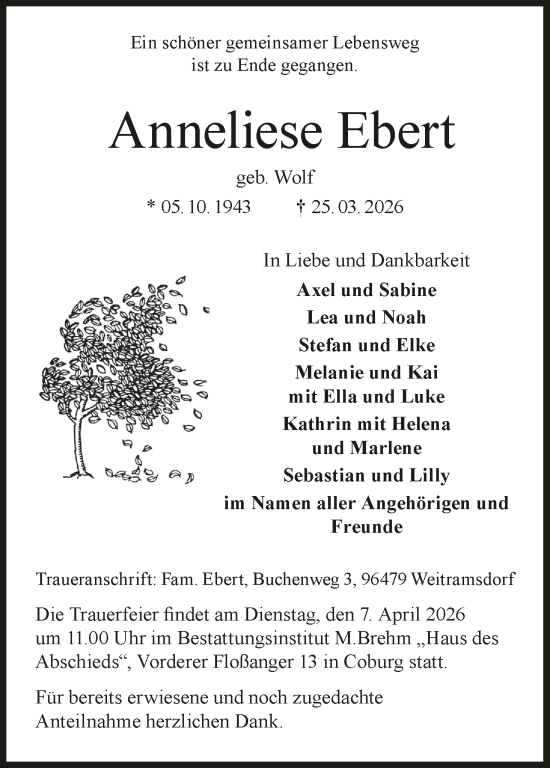 Anzeige von Anneliese Ebert von MGO