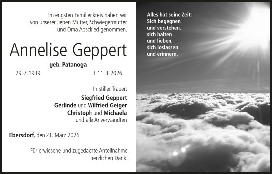 Anzeige von Annelise Geppert von MGO