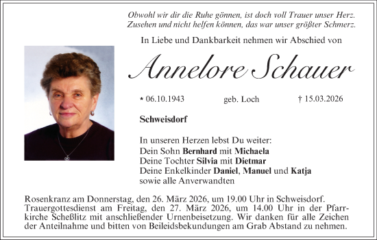 Anzeige von Annelore Schauer von MGO