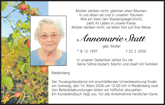 Anzeige von Annemarie Statt von MGO