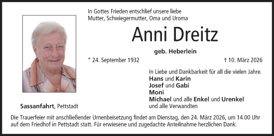 Anzeige von Anni Dreitz von MGO
