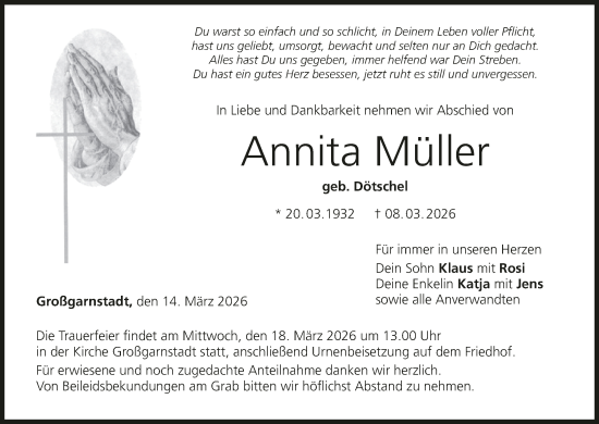 Anzeige von Annita Müller von MGO